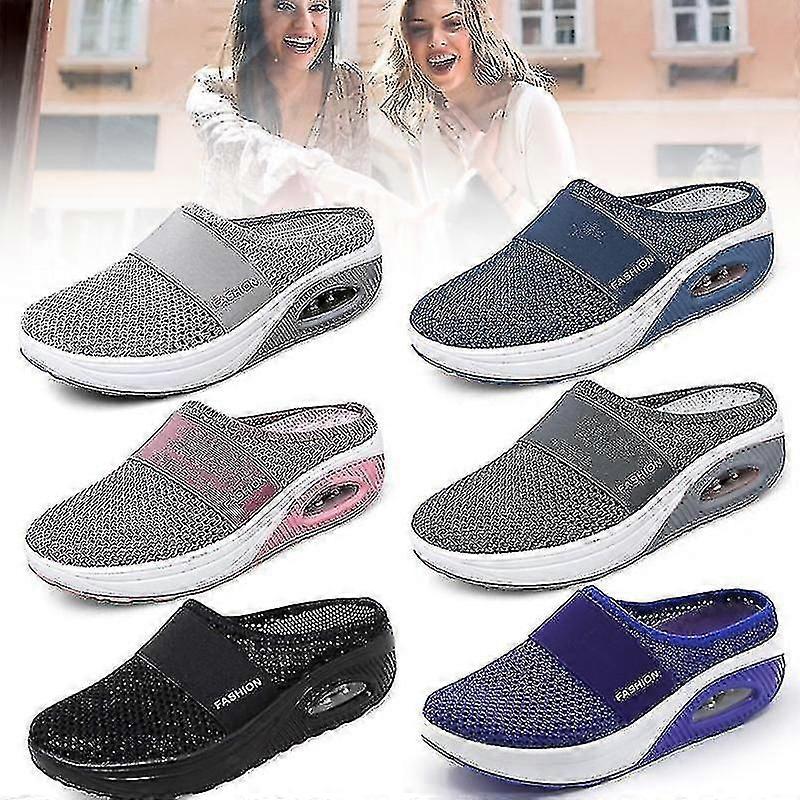 Luftkissen Slip-on-Wanderschuhe Orthopdische Diabetiker Mesh Flatform Keilschieber