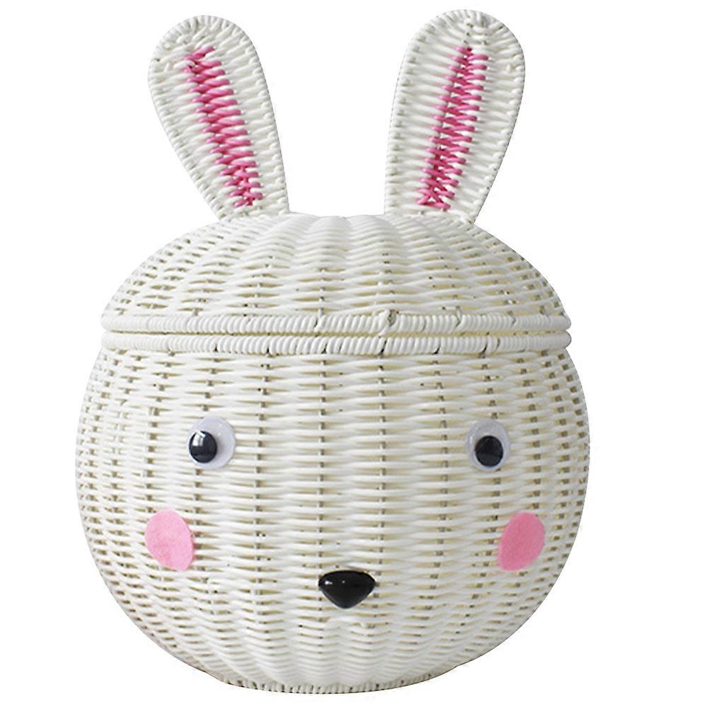 Storage Baskets With Lids Simulation Rattan Basket Office Organizing Round 35X25CM 1Pcs