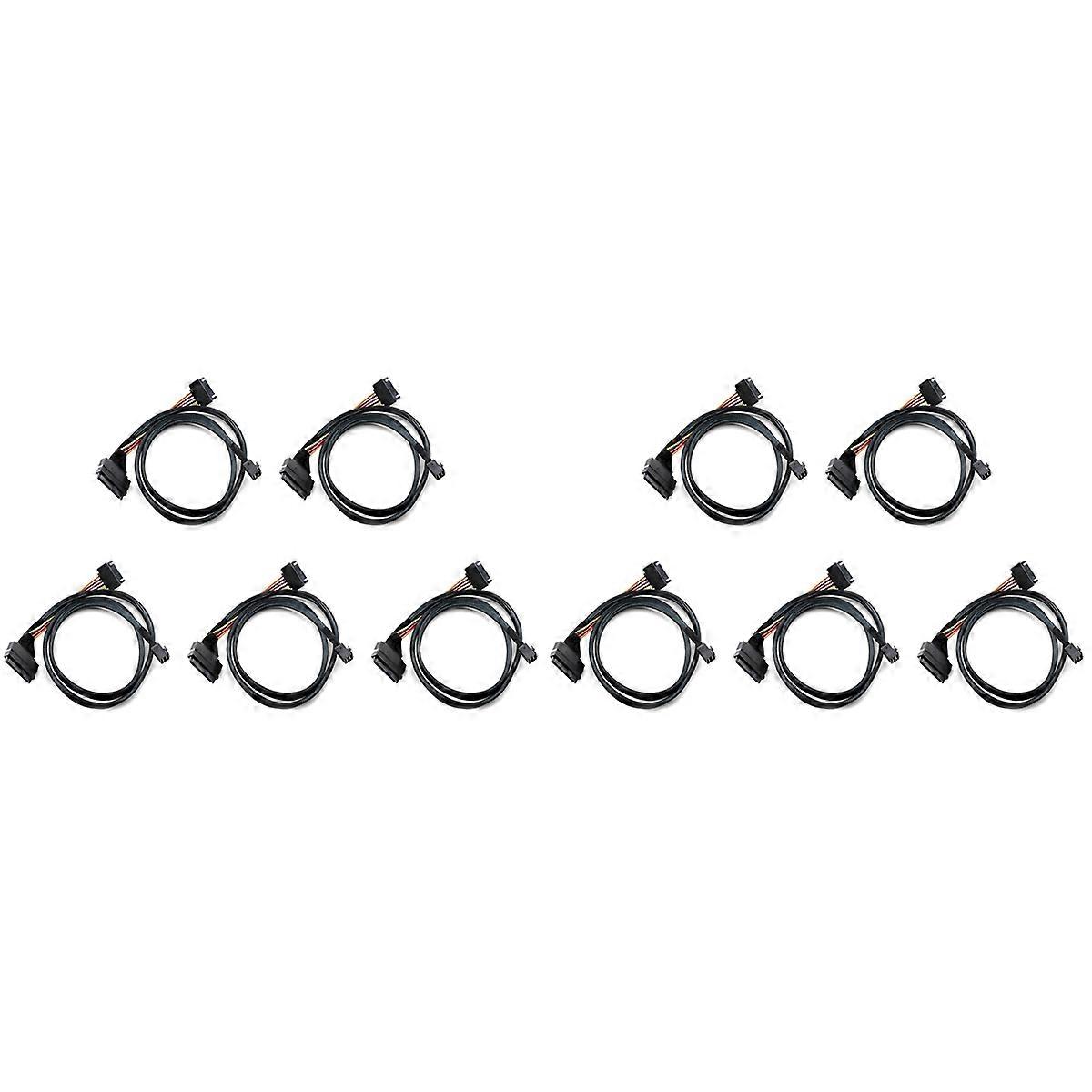 10X Built-in 12G Mini SAS HD to U.2 / SFF-8643 to SFF-8639 Cable 0.5M with 15-Pin SATA Power Supply,