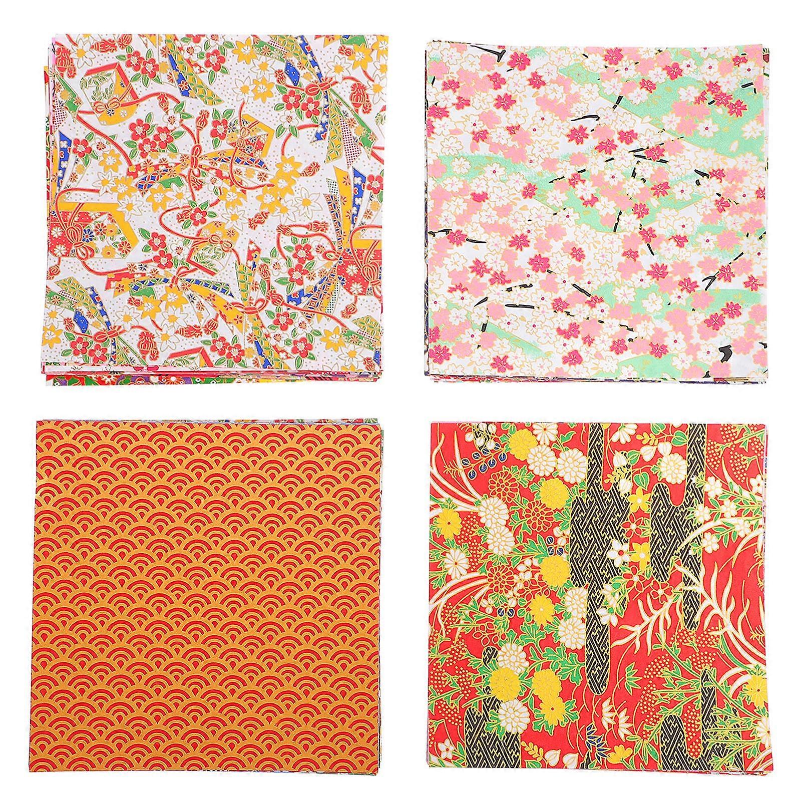 Square Folding Paper 14cm Assorted Color Japanese Style For Party Decorations 4 Sets