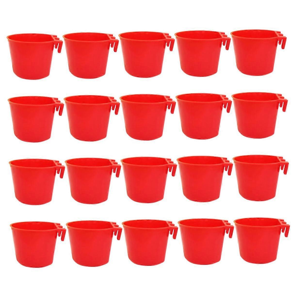 20 Pieces Bird Cage Cups Hanging Bird Feeder Seed Bowls for Parrots Easy to Clean Installation for Pet Birds