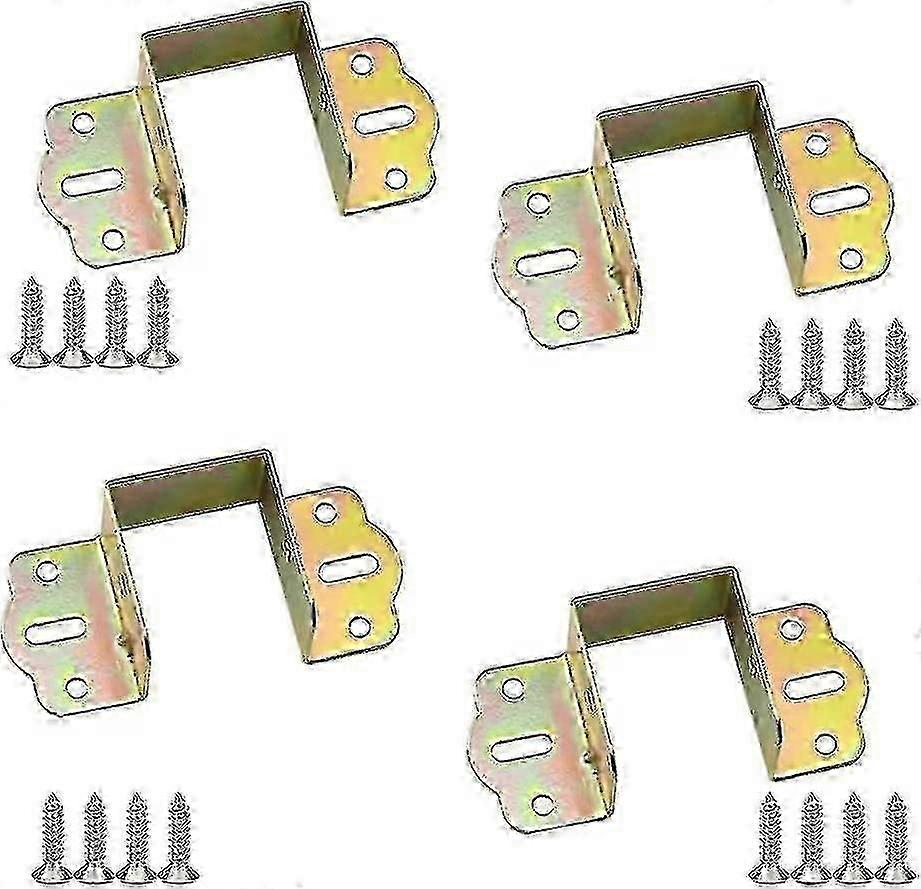 4 Pack Metal Bed Rail Square Frame Brackets 40mm U-shape Bed Hinge Supporters Zinc Plated Rust Proof Heavy Duty Fixing Connector With Screws For Furni