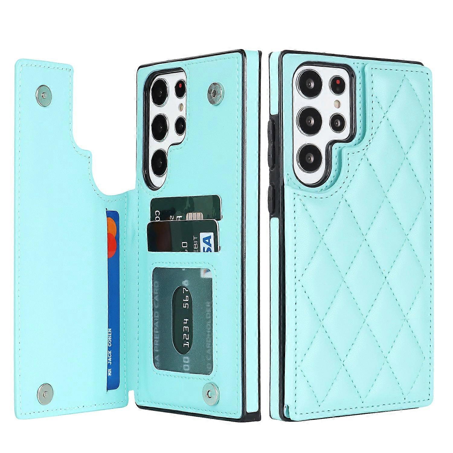Case For Iphone 13 Mint Green Ins Multi-function Card Holder Wallet Slot No344