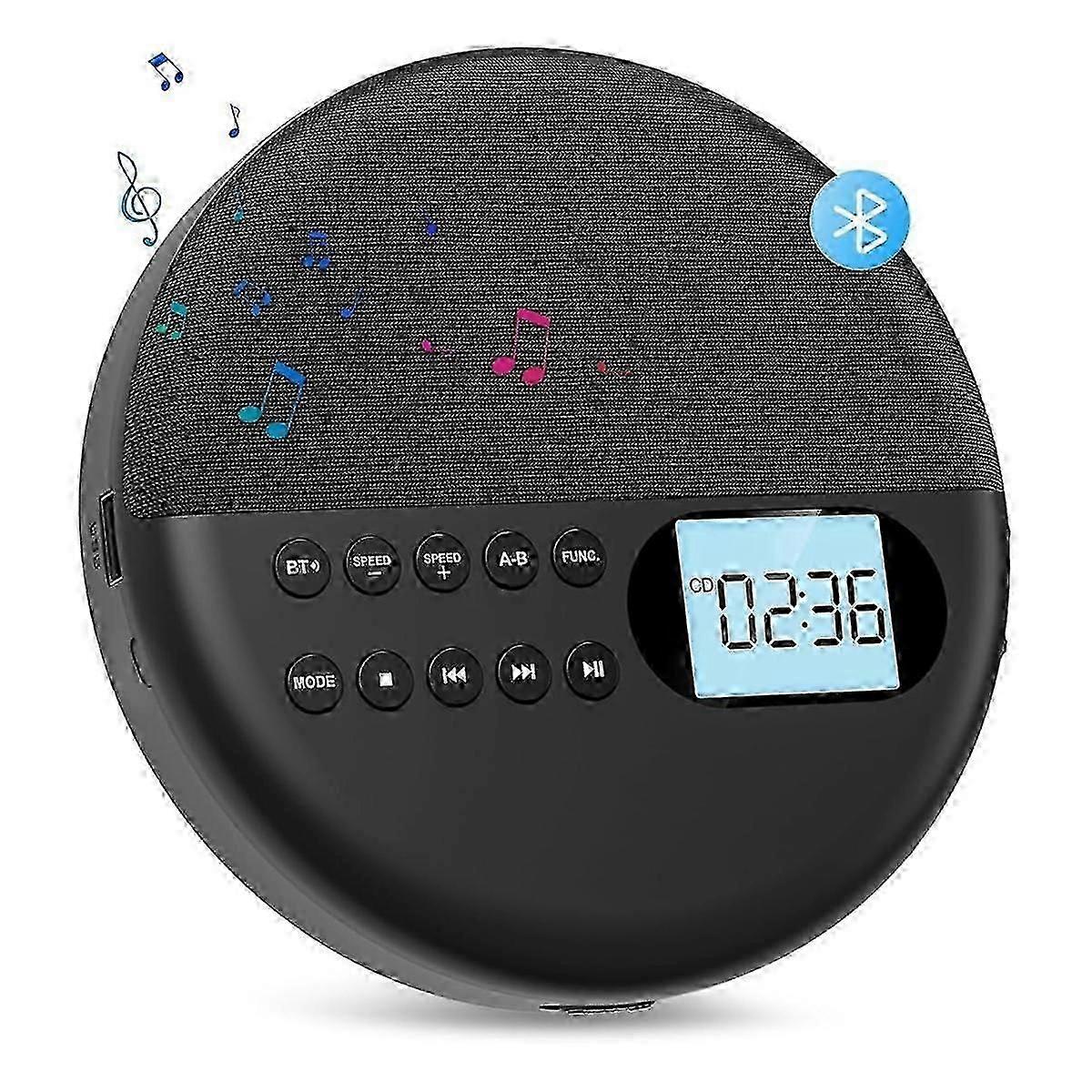 Portable CD Player and MP3 Player with Anti Skip Protection and Dual Stereo Speaker, Adjust Bluetooth Player Walkman