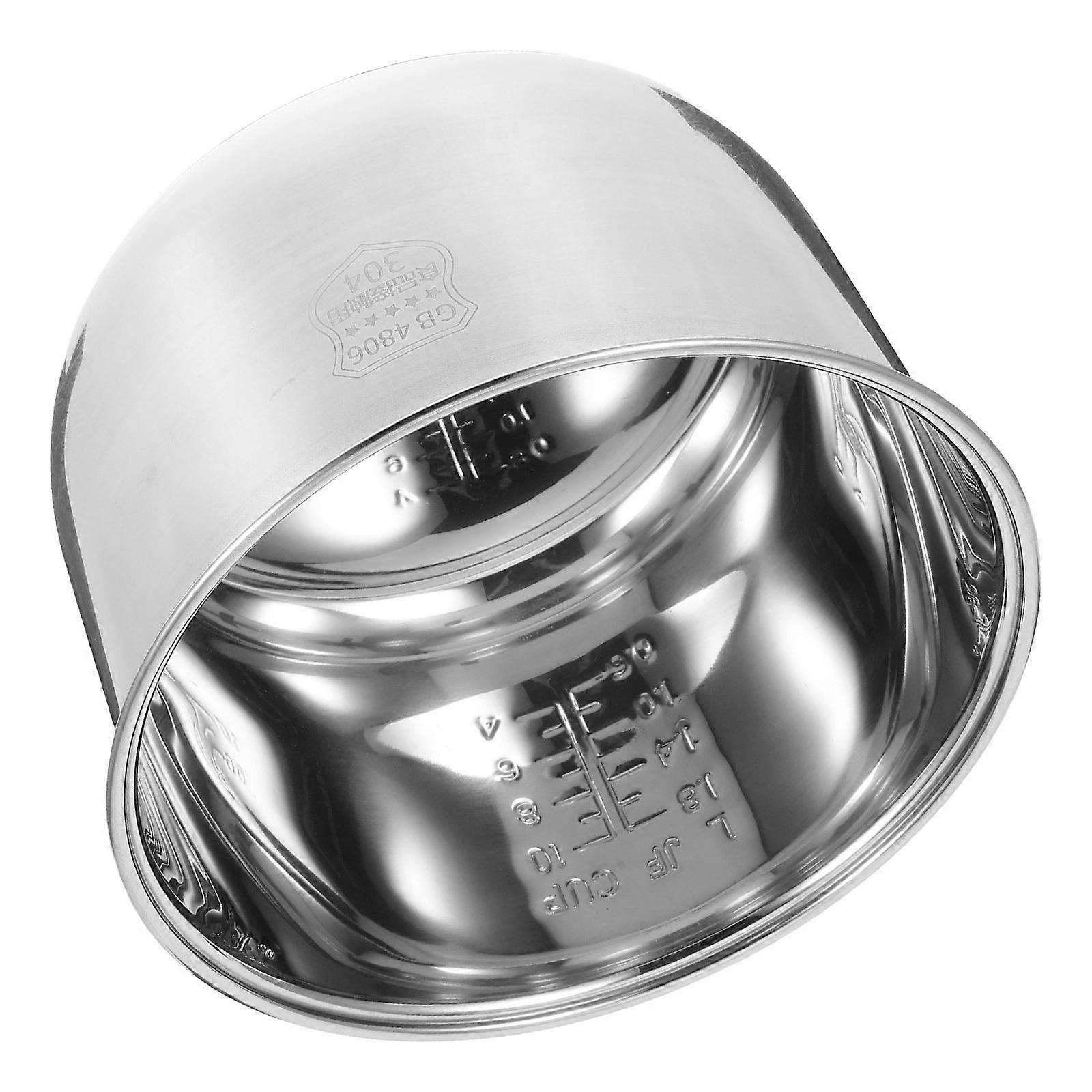 Cooker Parts And Accessories Stainless Steel Inner Pots Rice Cooker Inner Pot Replacement Liner Cooking Rice 5L Silver 1Pcs