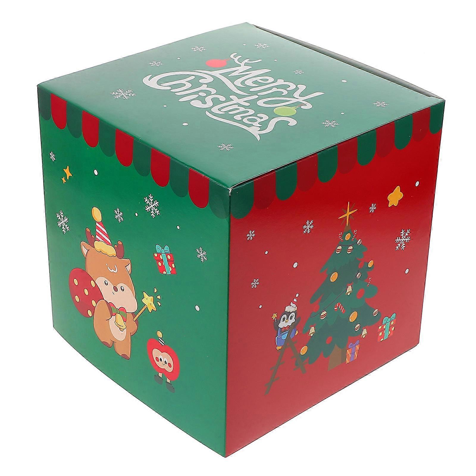 Assorted Color Christmas Candy Box Cube Paper For present Giving And Storage 25.00X25.00X25.00CM 1Set