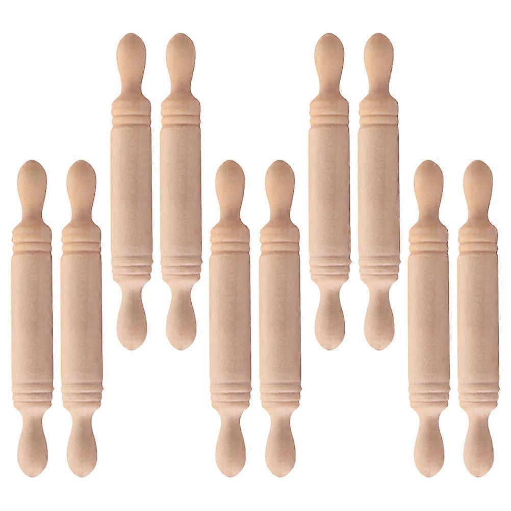Miniature Rolling Sticks Mini Wooden Rolling Pin Miniature Scene 10Pcs