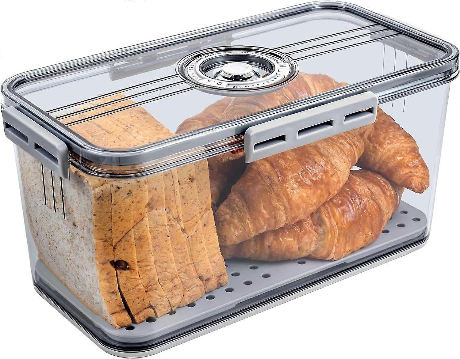 AURA Bread Box,Bread Bins For Kitchen,Bread Storage,Grey Bread Bin,Bread Storage Containers,Bread Container,Corner Bread Bin (Grey)
