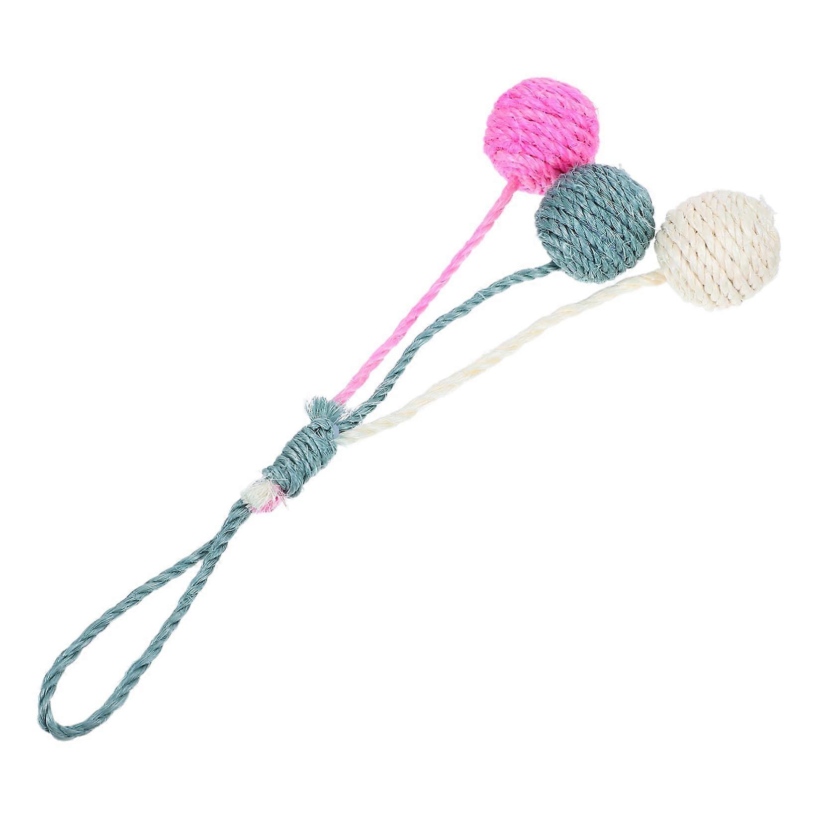 Interactive Cat Toy Hanging Sisal Cat Balls For Indoor Cats Tri-Color Design Encourages Exercise And Durable For Kittens