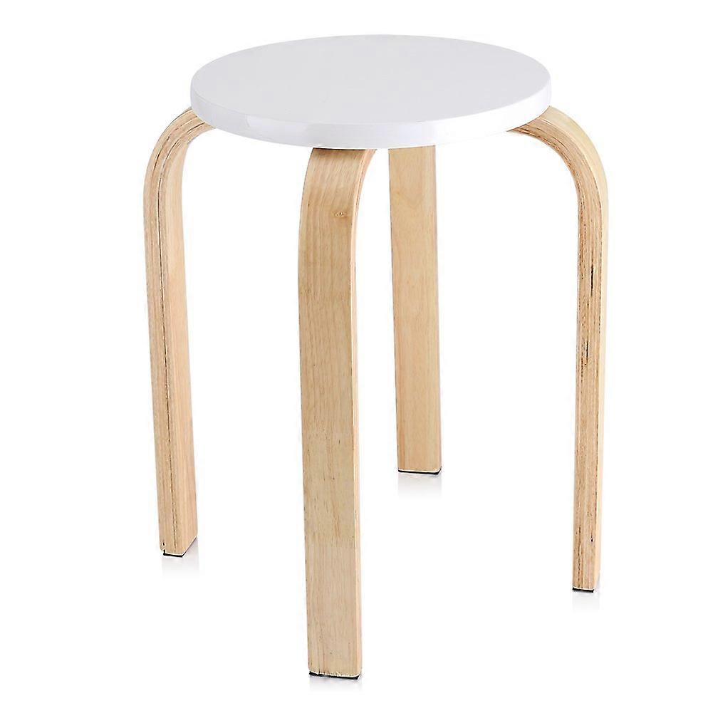 Wooden Stool Curved Stacking Chair with Non-Slip Mat for Nursery and Home Furniture in White Finish