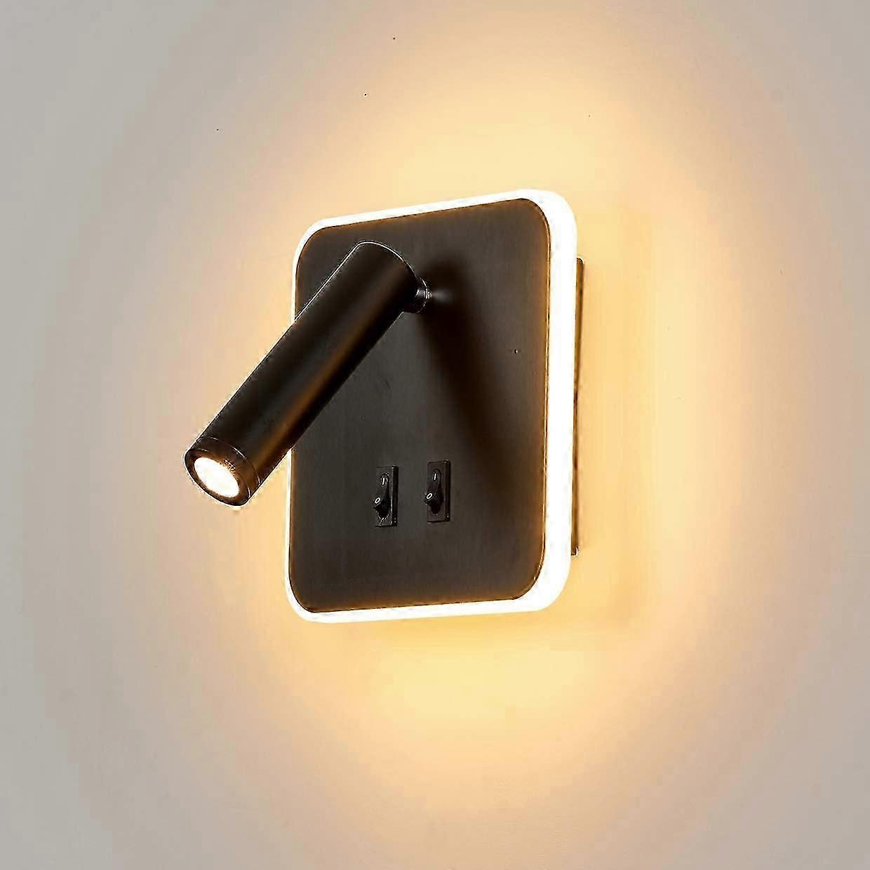 White Wall Lamp for Indoor Use, Suitable for Hotels, Bedside, and Corridors with Switch, 11W COB + 9W SMD LED, 360 Degree Rotation, Warm, 13