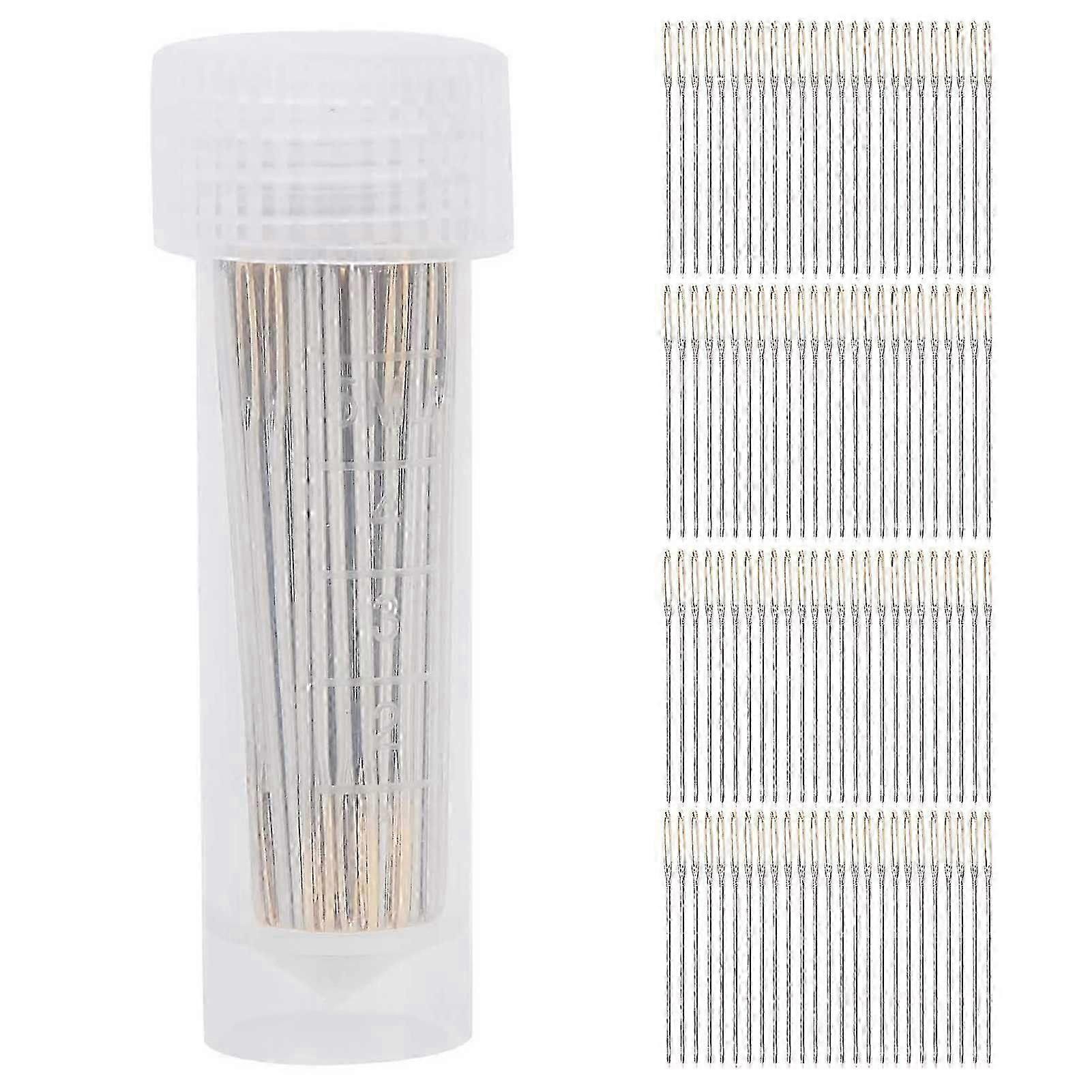 100 قطعة عبر غرزة الإبر معدنية كبيرة العين خياطة خياطة التطريز مع صندوق التخزين22#