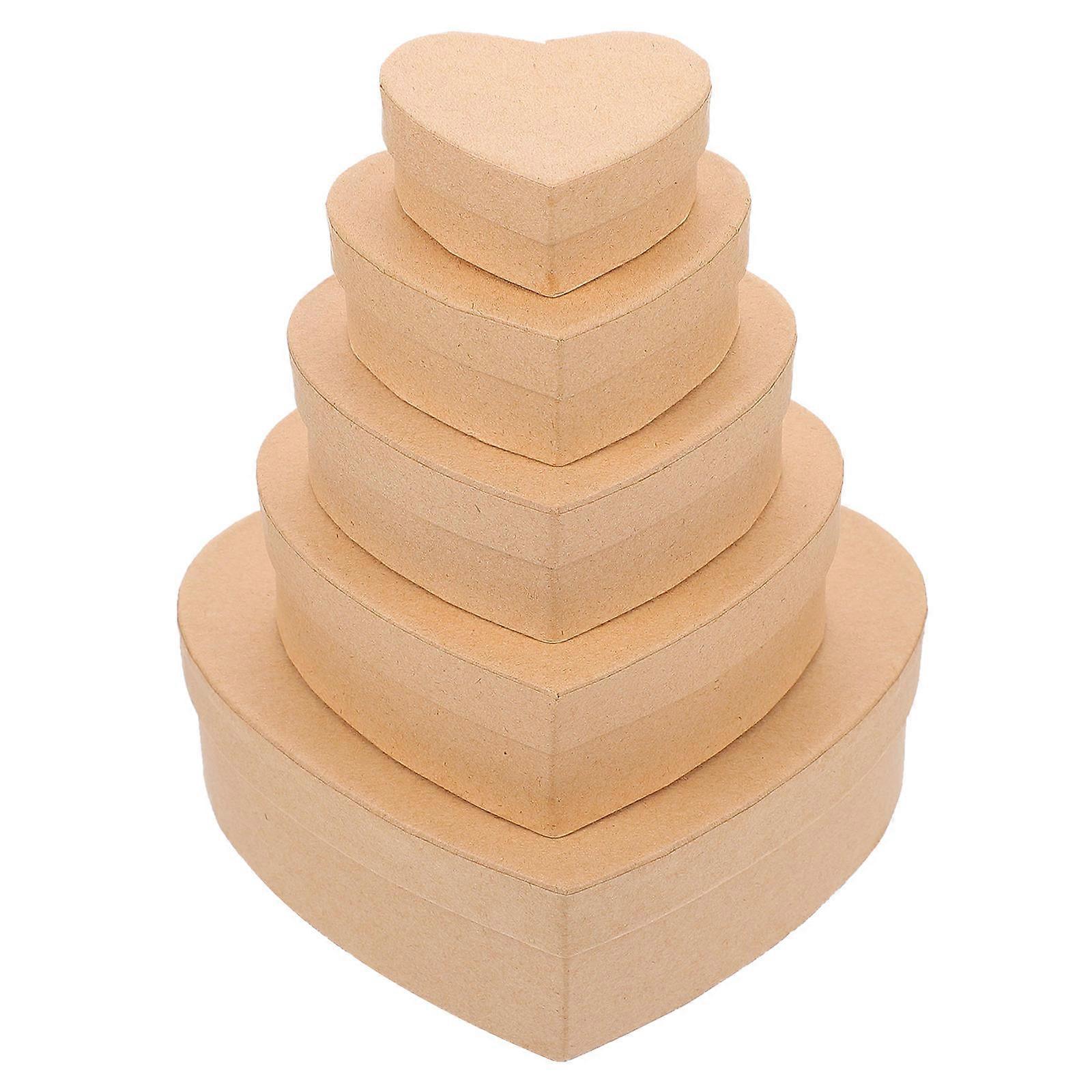 Paper Storage Boxes Simple Design Kraft For Gifting Cookies Candy Container Heart Shaped 16.50X13.50X5.00CM 5Pcs