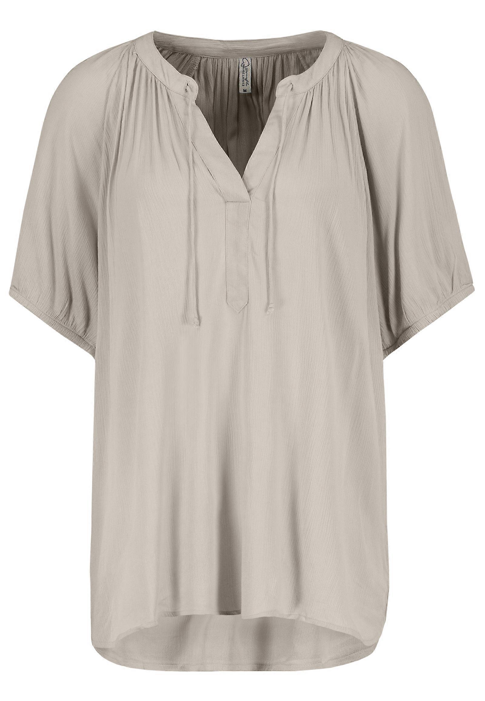 WomensblousewithVneckShortsleeveRuchedbackelegantDesign