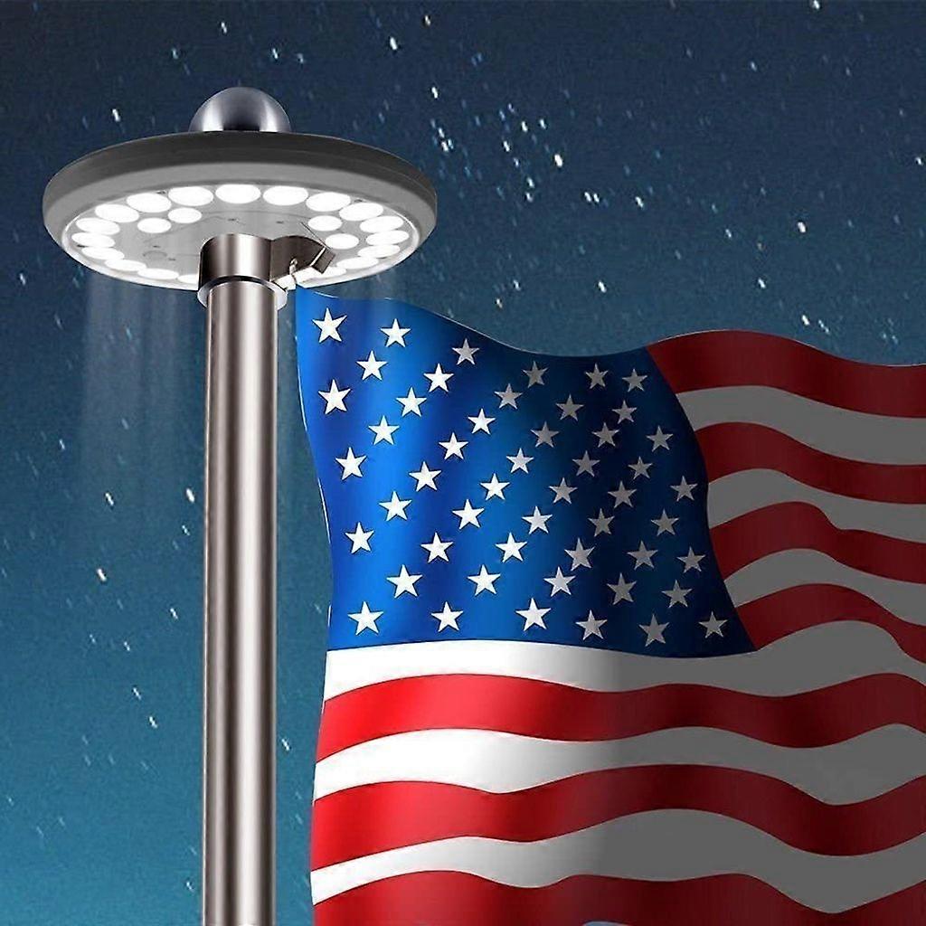 Solar Flagpole Light Bright 26 LED Solar Waterproof Mount Top Downlight Powerful 5th Generation Light