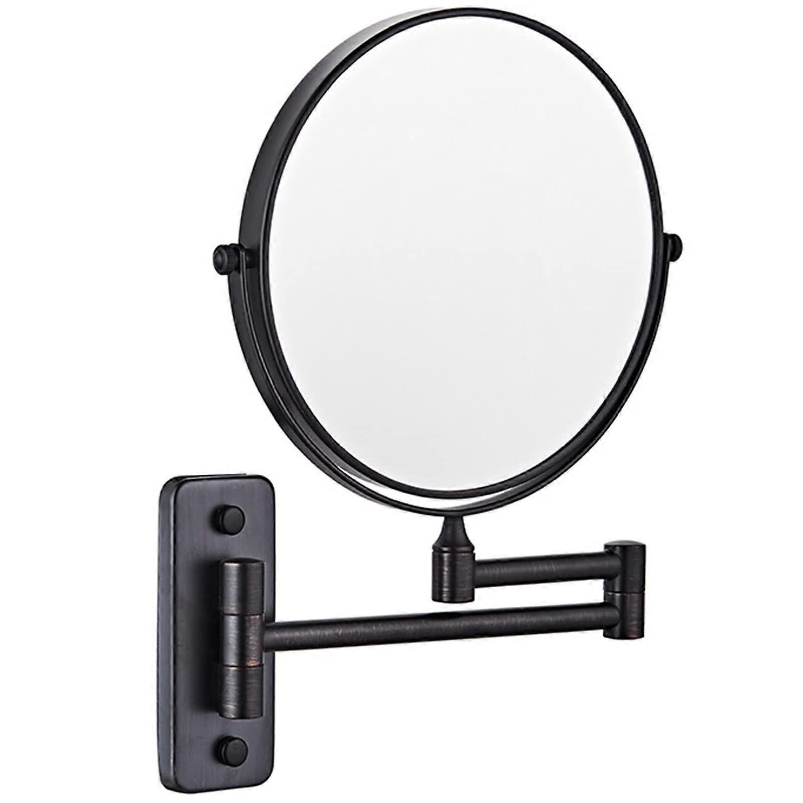 Wall Mounted Makeup Mirror, 8 Inch 360° Rotating Magnifying Shaving Mirror, Bathroom Cosmetic Mirror with Extendable Folding Arm (Black, 7X)