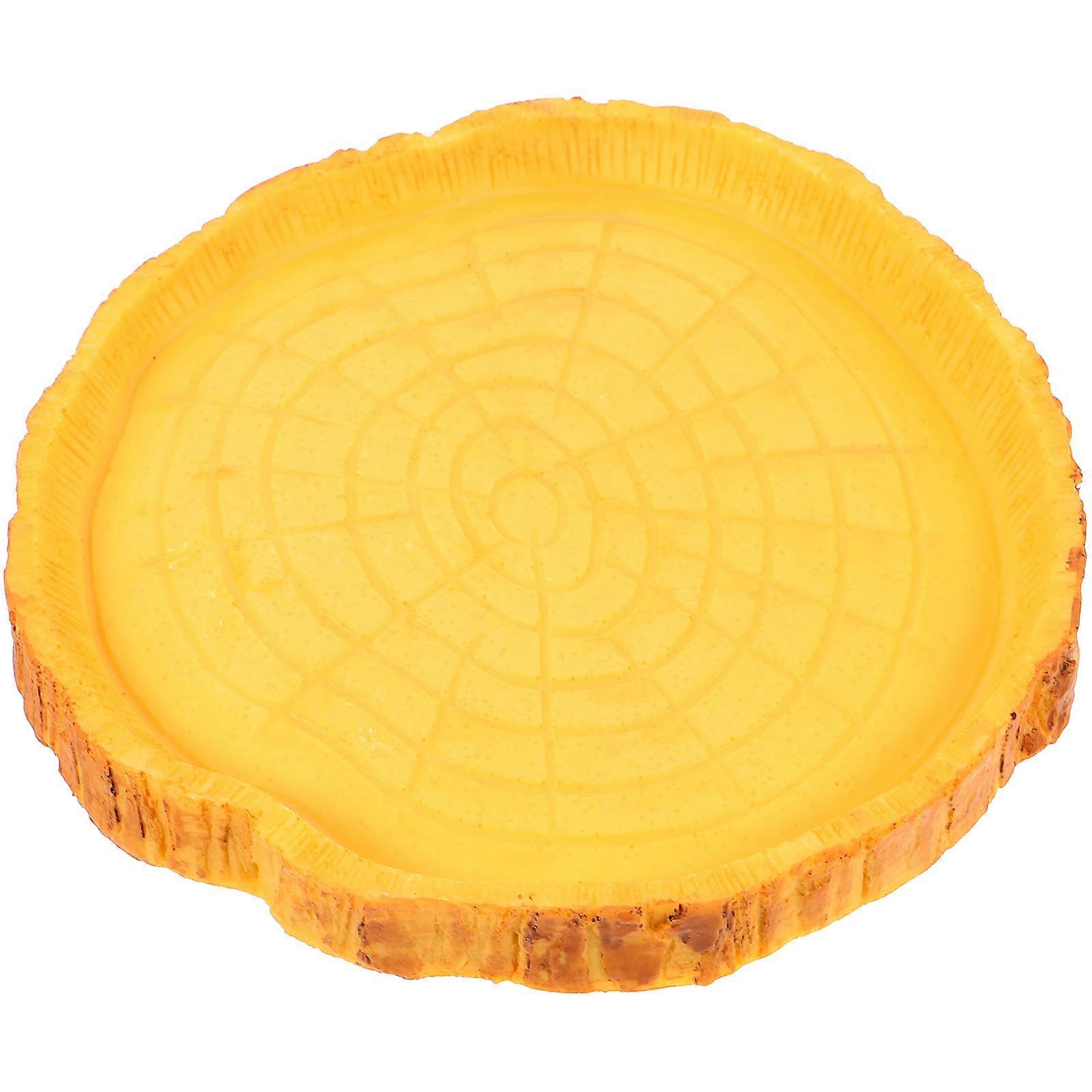 Reptile Feeding Bowl Resin Food and Water Dispenser for Tortoise, Lizard, Frog, Gecko – Grain Pattern Design for Easy Care