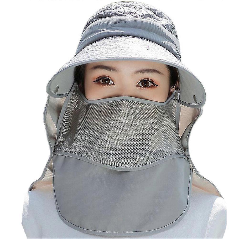 Sun Block Hat Wide Brim Sunbonnet Head Protection Grey 1Pack