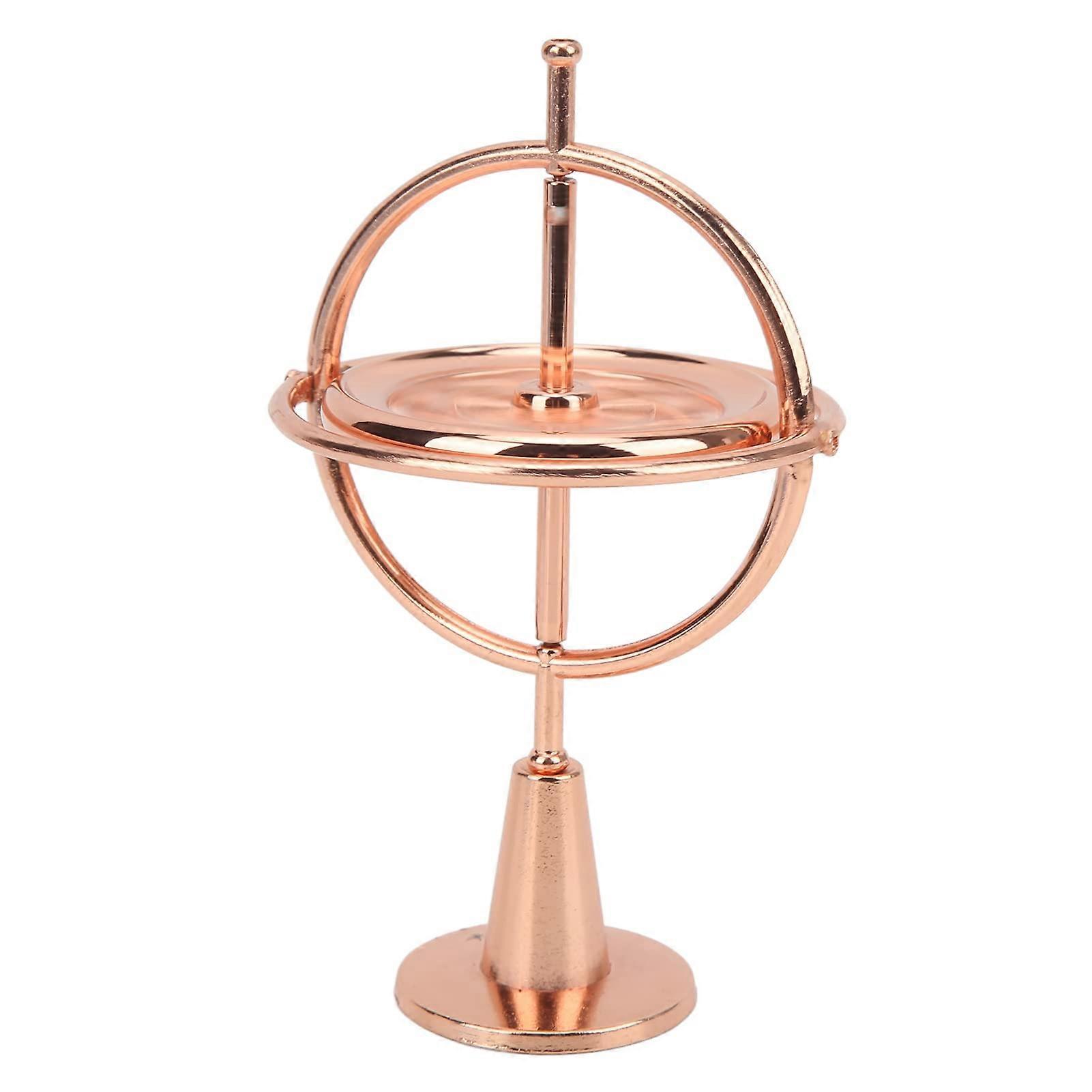 Metal Gyroscope, Balance Spinner Toy, Stress Relief with Loop Rope, Compact, Rose Gold, for Anxiety and Relaxation