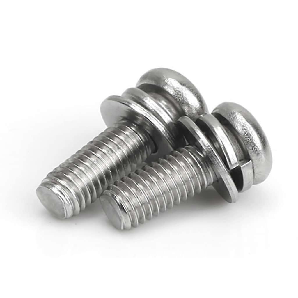 304 Stainless Steel Round Head and Flat Head Machine Screws, M5 x 8mm, Cross Recessed Flat Spring Washers, Three Combination Screws