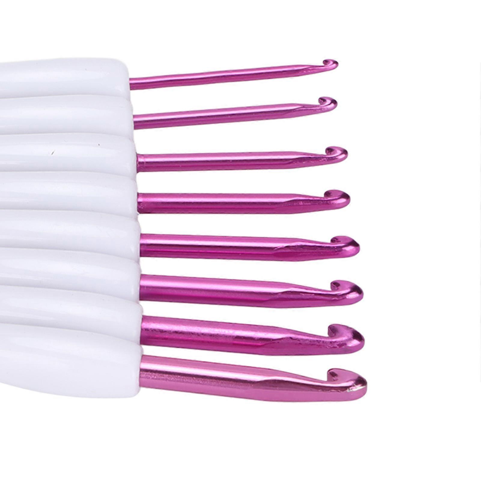 8pcs Crochet Hooks Curved Soft Handle Comfortable Portable Knitting Tool for Weaving EnthusiastPink