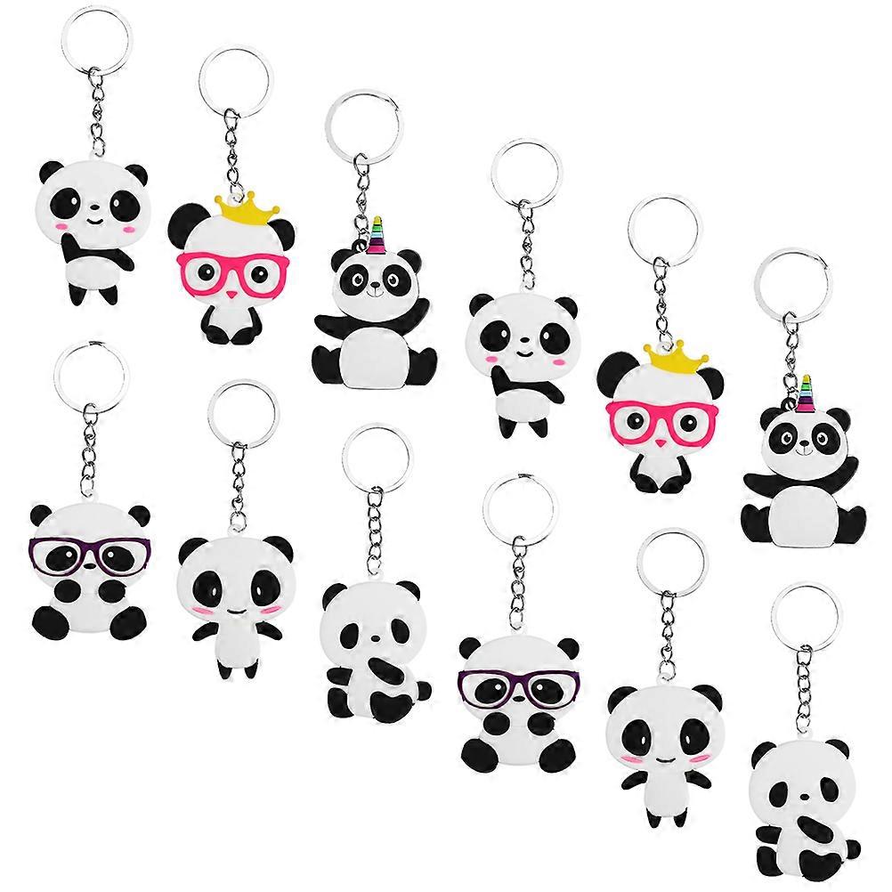 Panda Keychain Pendant Multi Color 6X4.5X0.3cm Hanging Decor For Keys Bags Backpacks Non-Fading Non-Deforming 12Pcs