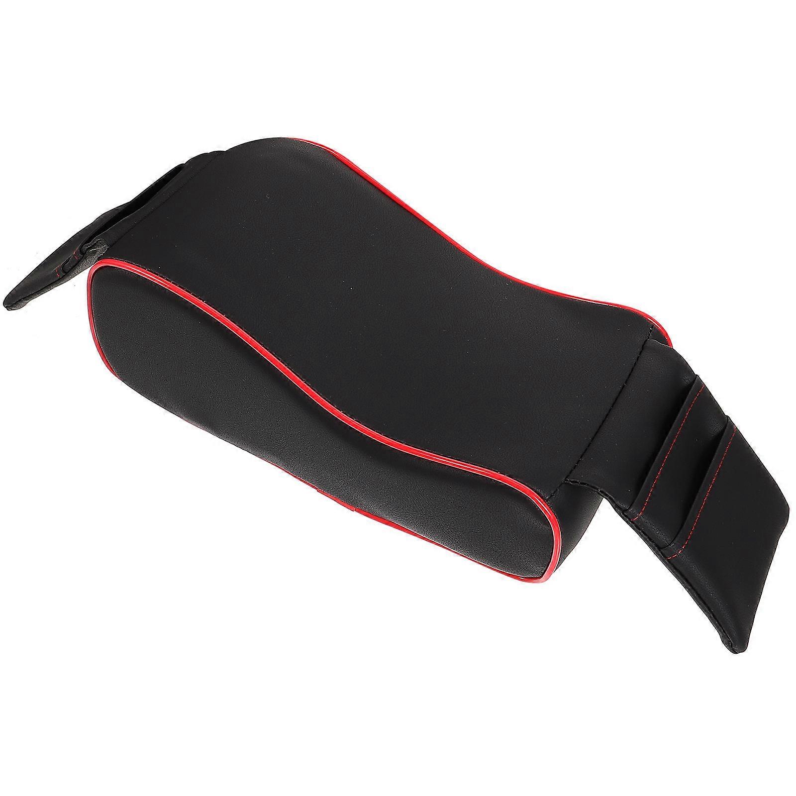 Black Microfiber Car Armrest Box Pad with Storage Pouch for Phone and Cards Protects 9.84x4.72 Inches