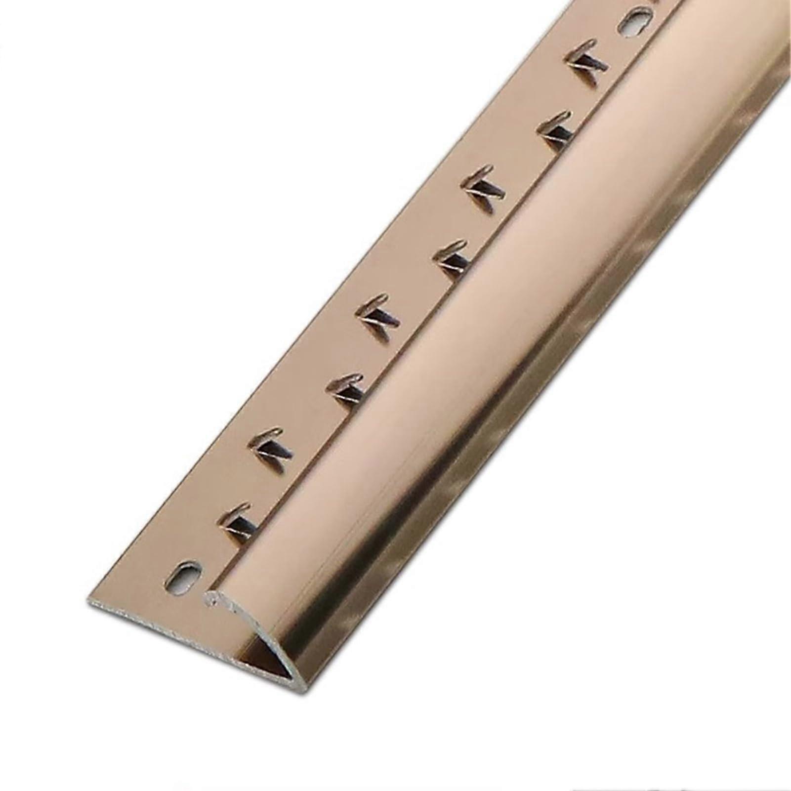 Anti-Slip Transition Strip for Carpet, V-Shaped Aluminum Carpet Edge Protector with Teeth, 0.9m (35in), Rose Gold