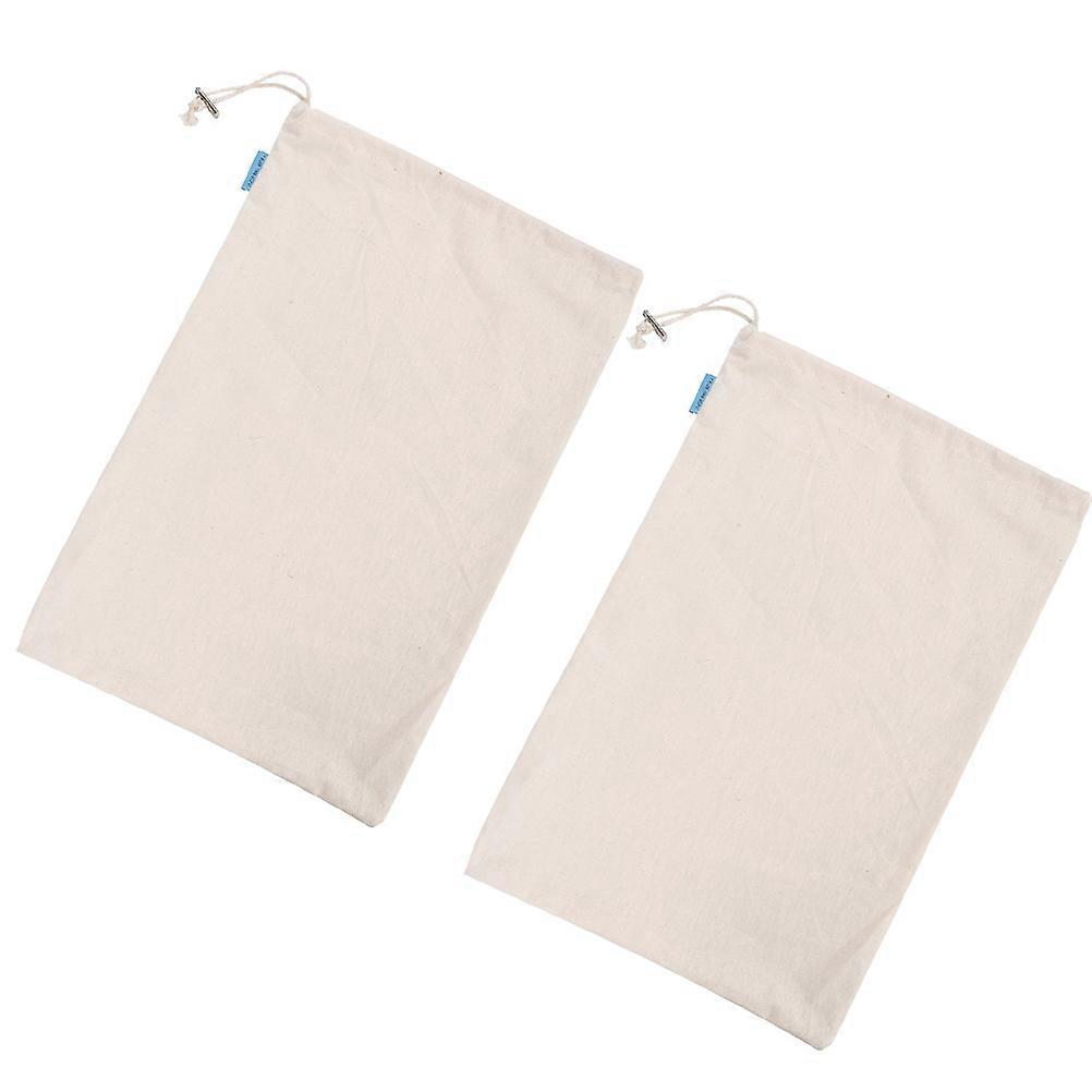 Reusable Cotton Drawstring Bag For Food Storage Daily Use 43x28cm Multi 2Pcs