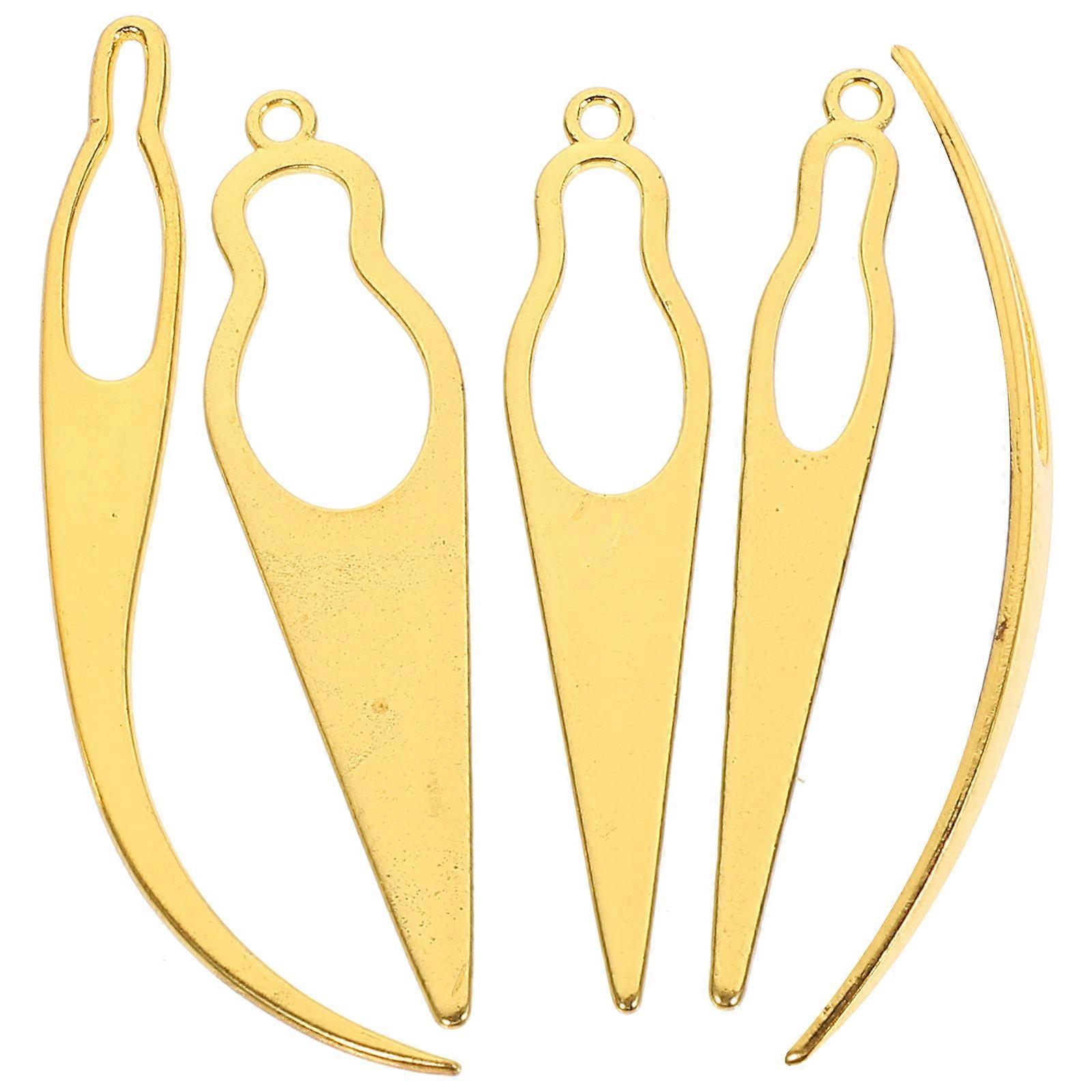 Golden Alloy Crochet Hooks for Hair DIY Braiding Accessories with 5 Pieces