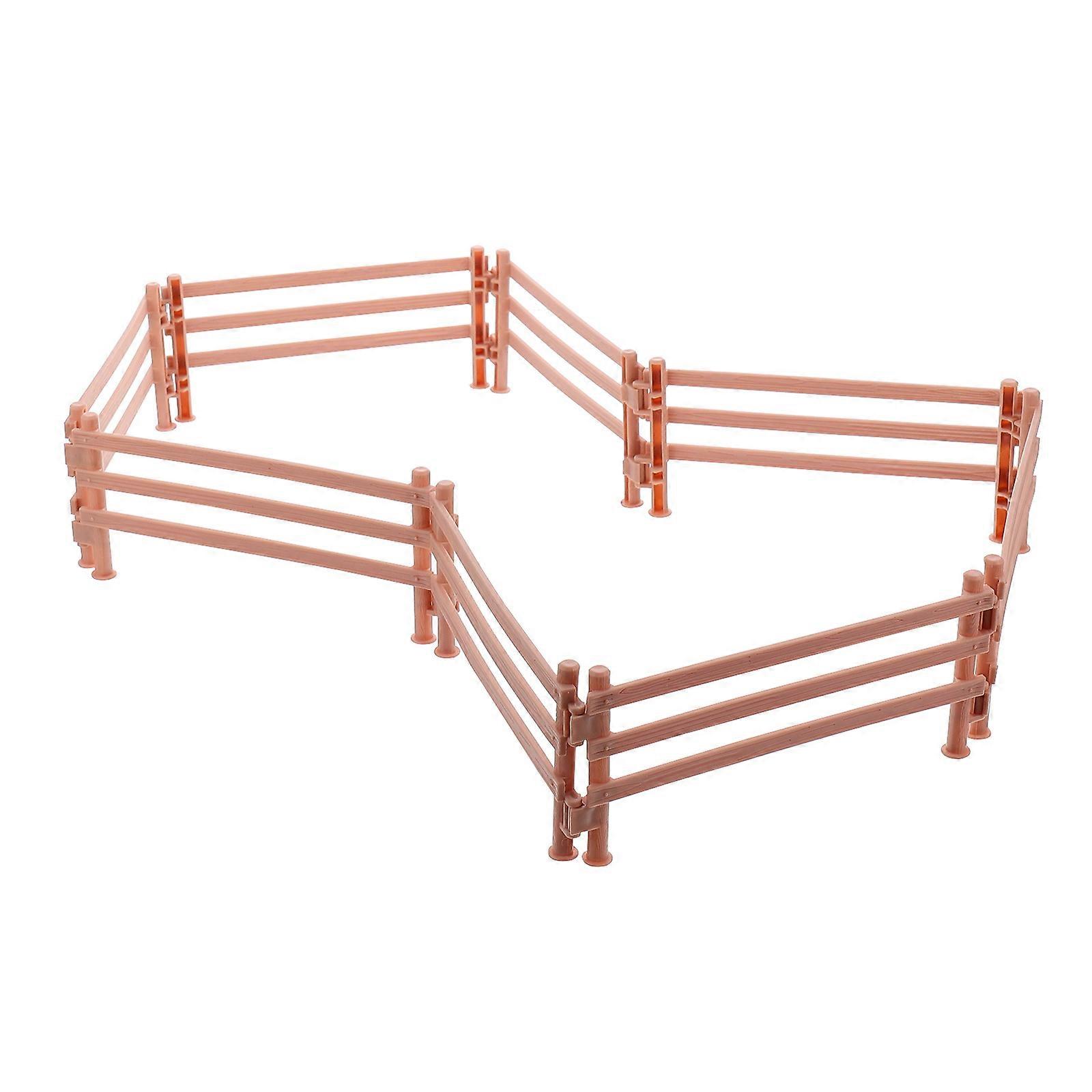 20 Pieces Plastic Fence Panels for DIY Farm Doll House Micro Landscape Light Brown Small Size