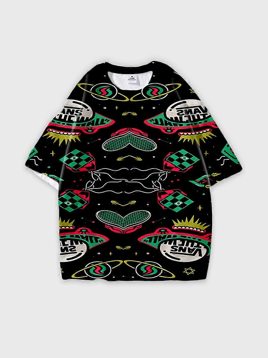 T-shirt round neck Pattern loose short sleeve B1757