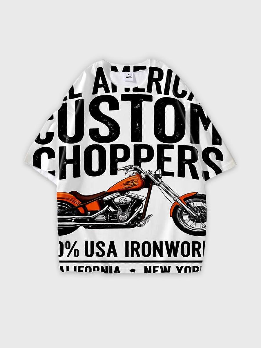 T-shirt round neck Pattern loose short sleeve E498