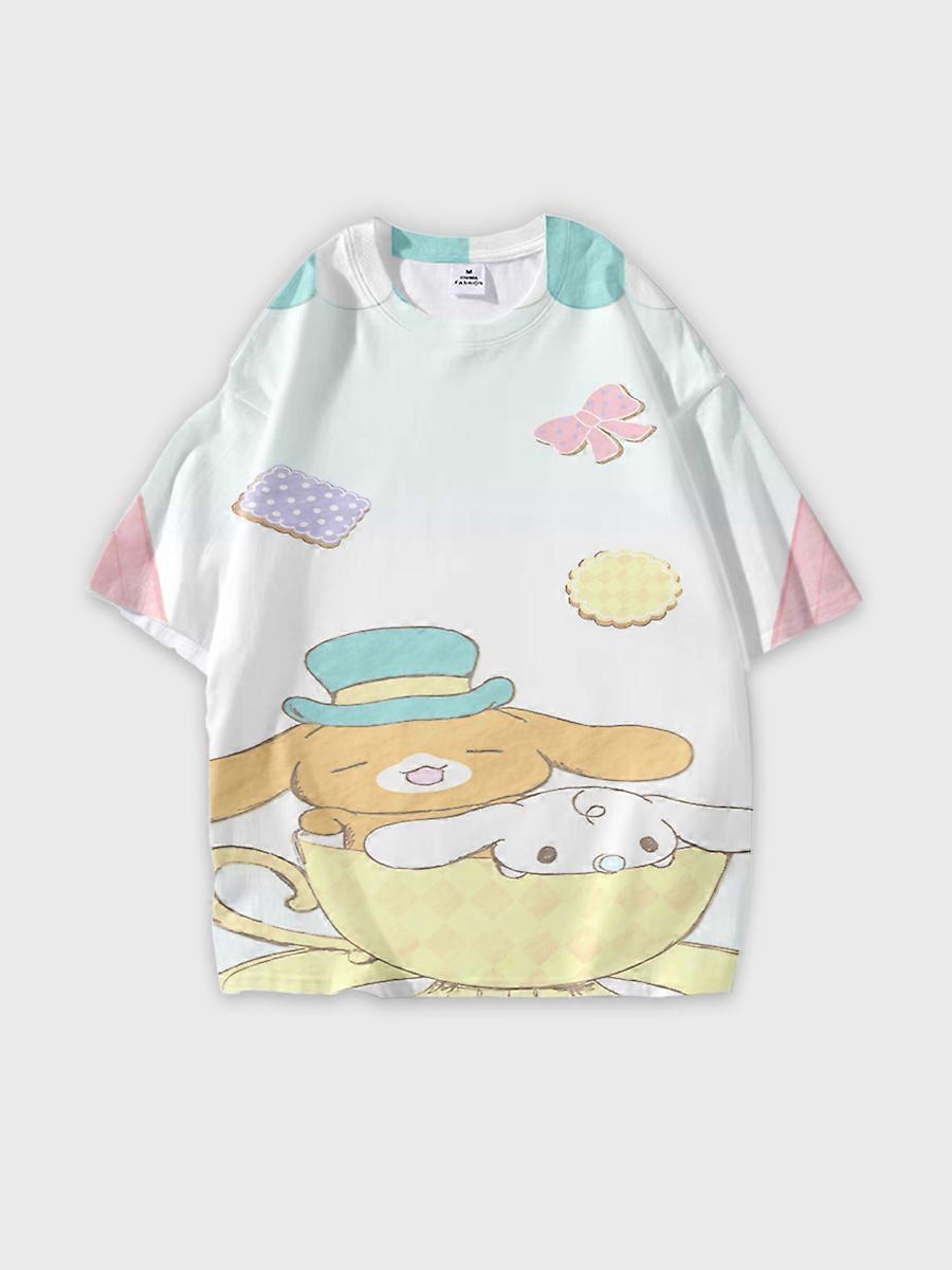 T-shirt round neck Cartoon Pattern loose short sleeve E2625