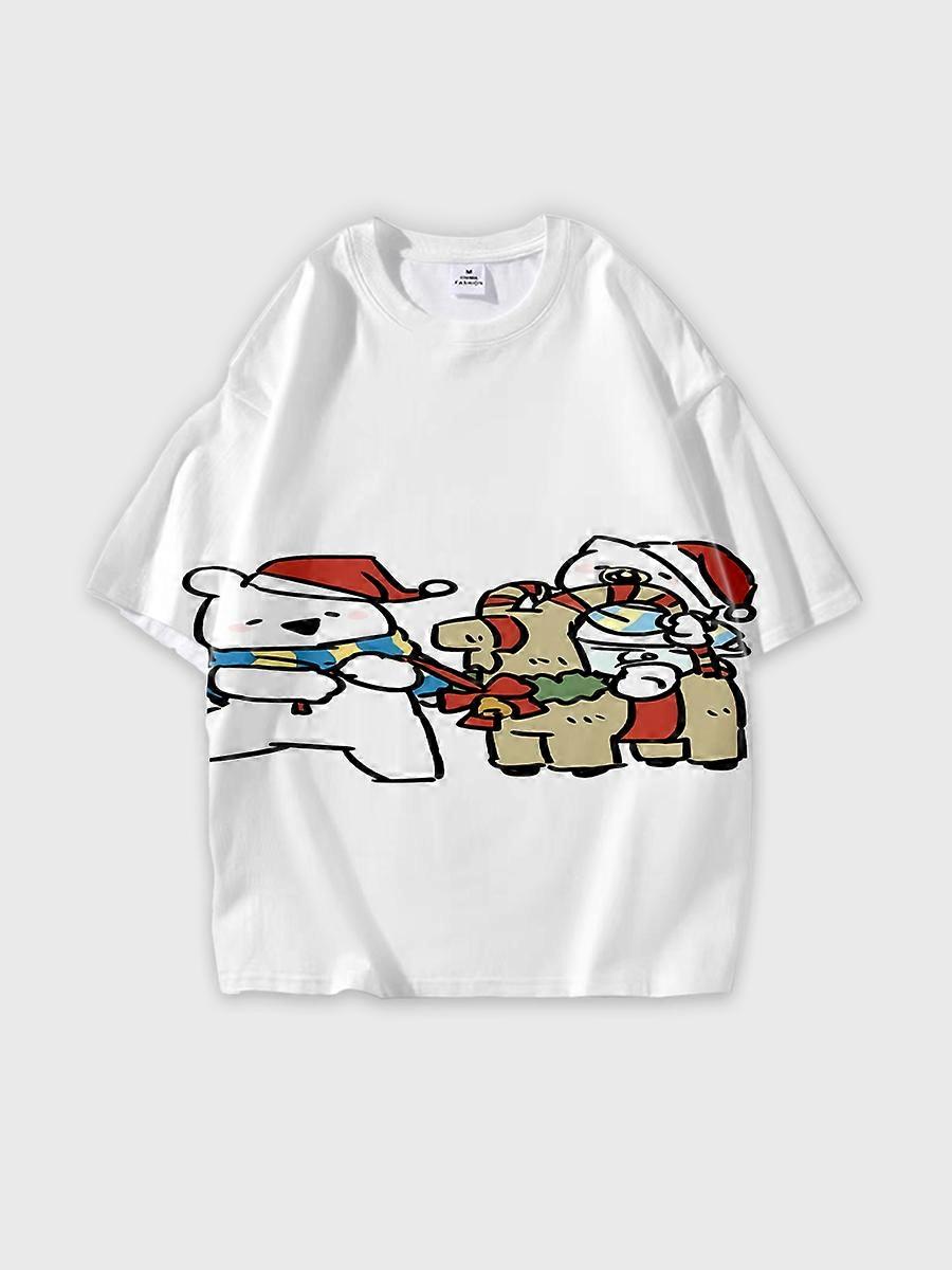 T-shirt round neck Cartoon Pattern loose short sleeve K615