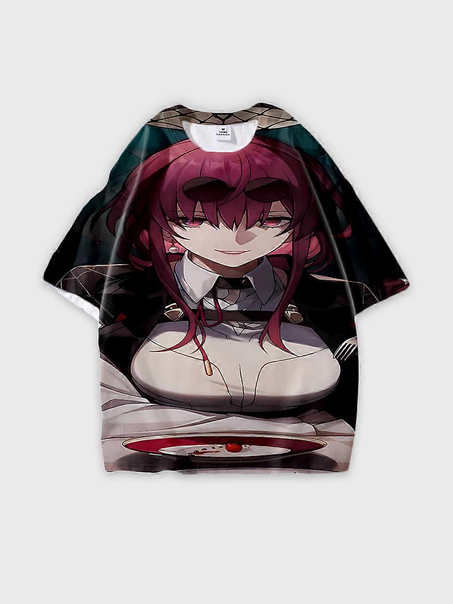 T-shirt round neck Role Pattern loose short sleeve K221