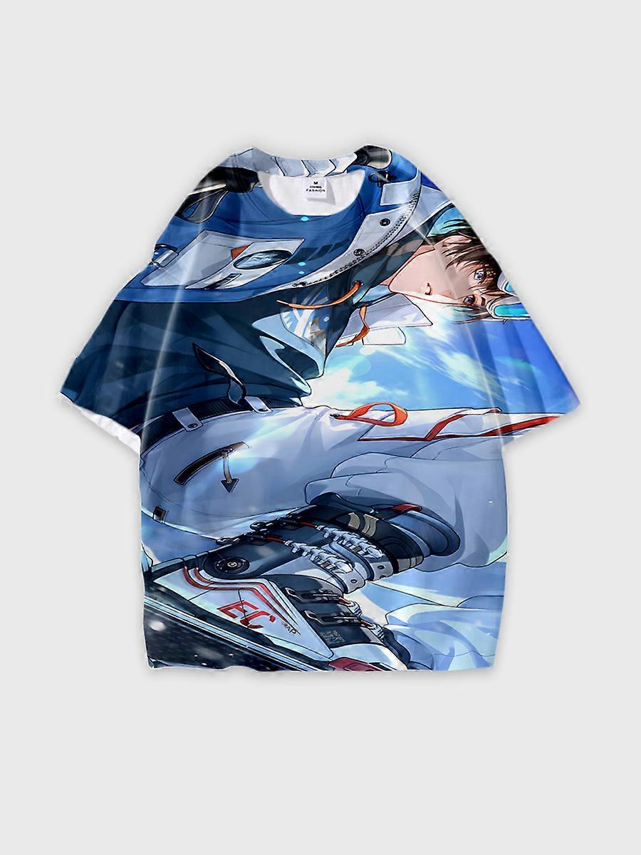 T-shirt round neck Role Pattern loose short sleeve E1890