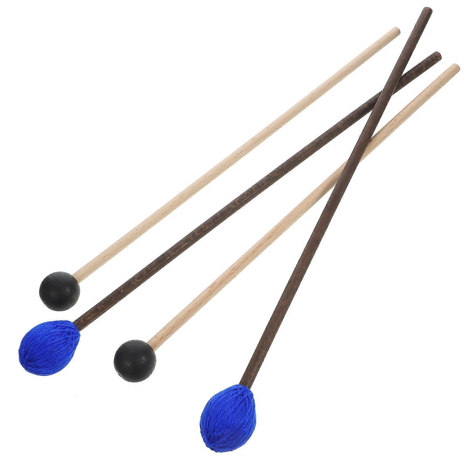 Wood and Woolen Yarn Drum Mallets for Home Use Assorted Color Lightweight Portable 2 Pairs