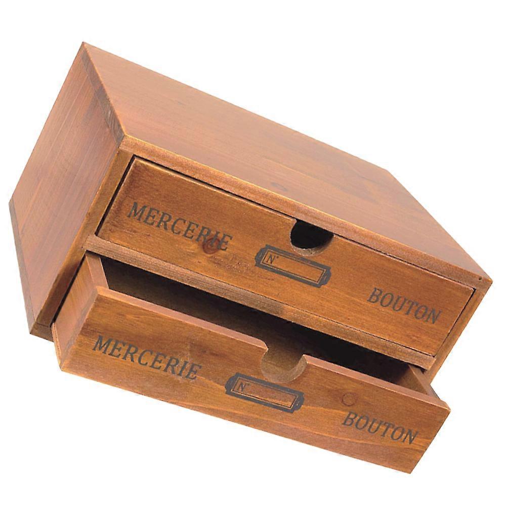Vintage Style Solid Wood Desktop Organizer Box – Multi Functional Storage for Cosmetics, Jewelry & Stationery, Versatile Drawer Design for Home &