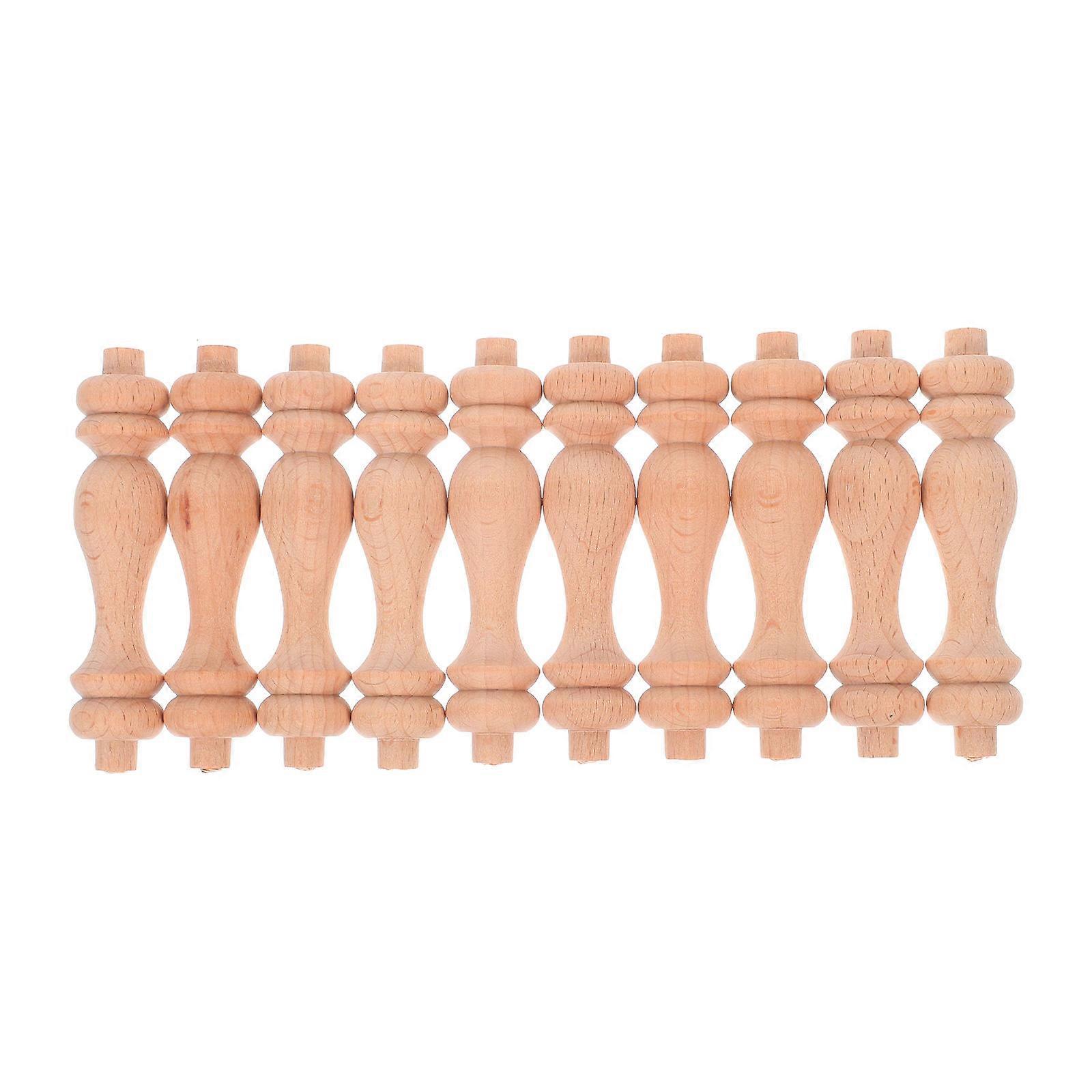 Columns and Pillars for Handrail Projects Homeowners Round Shape Beige Color Solid Wood Material 10Pcs