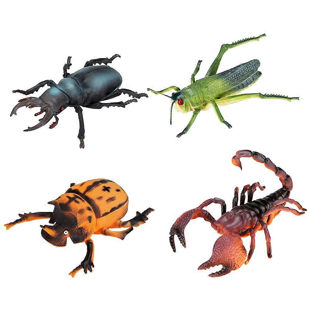4pcs Realistic Insect Figures Educational Animal Models for Halloween Decor and Miniature House Display