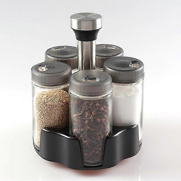 5-drawer rotating spice rack, seasoning and spice set, with stand, countertop spice rack spice storage container - Crucible with lid and rotation