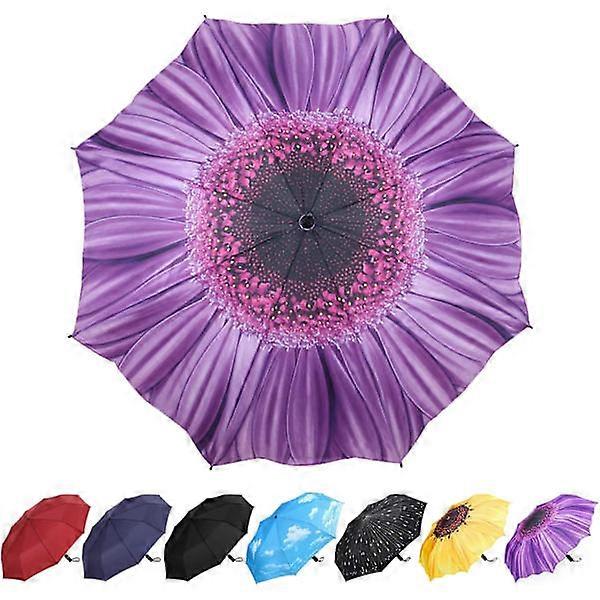 Folding umbrella, automatic opening and closing storm resistant compact lightwei