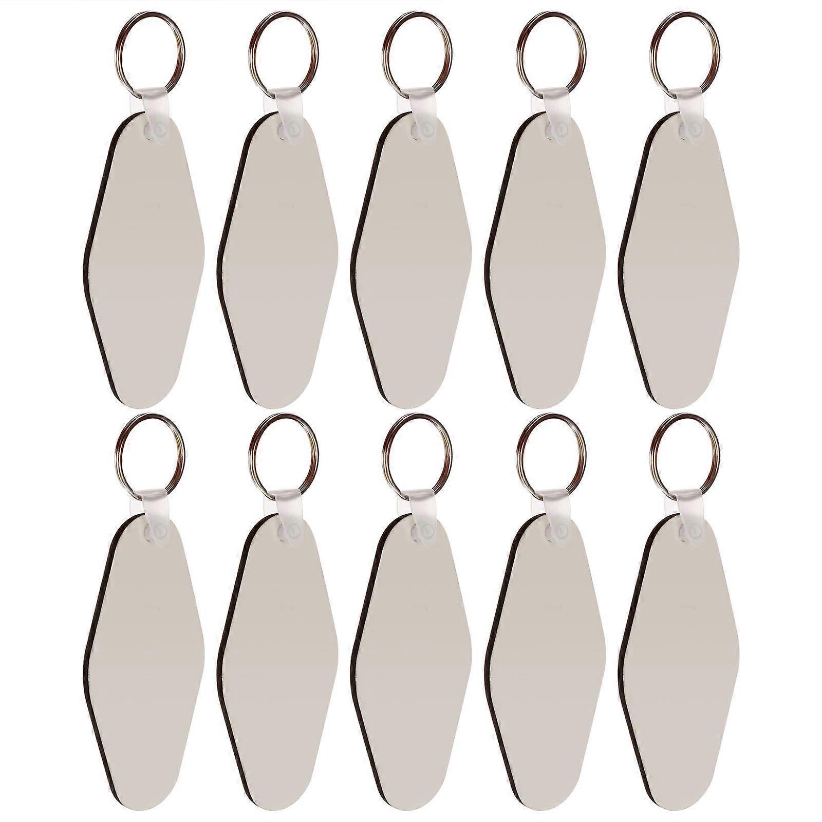 10 Sets DIY Sublimation Blank Keychains for Heat Press Transfer White Synthetic Material