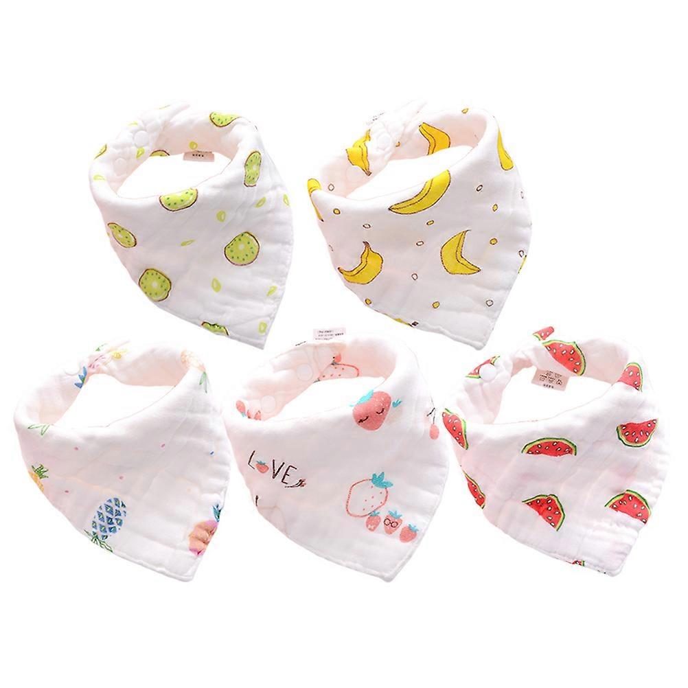 5pcs Soft Cotton Saliva Towels for Feeding – Absorbent Bibs for Watermelon, Banana, Kiwi, Pineapple, Strawberry