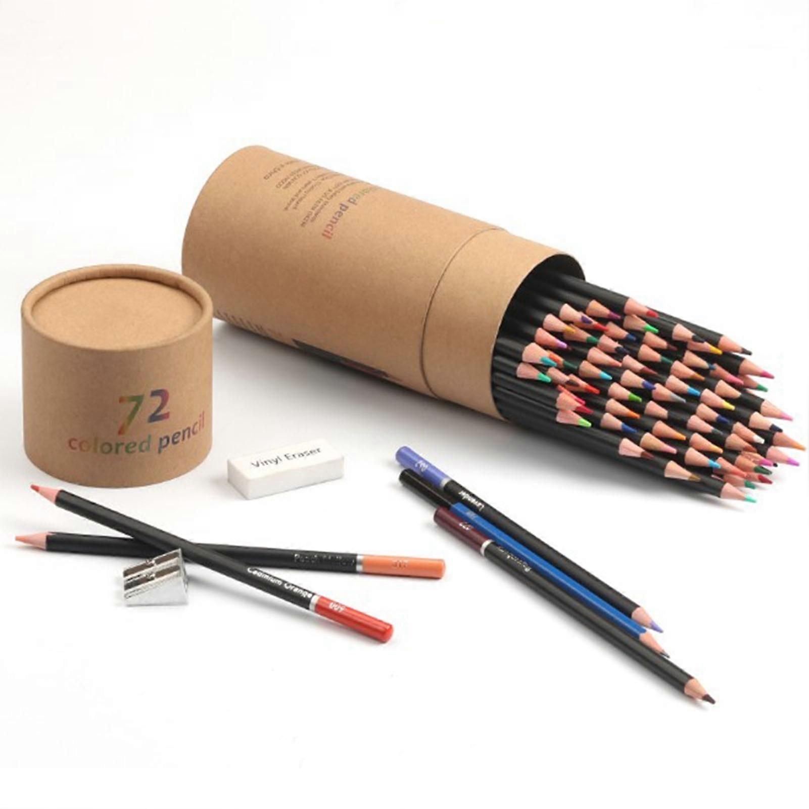 72 Colored Pencils with Eraser Pencil Sharpener Strong Colouring Easy to Grip Oily Color Pencil for Child 