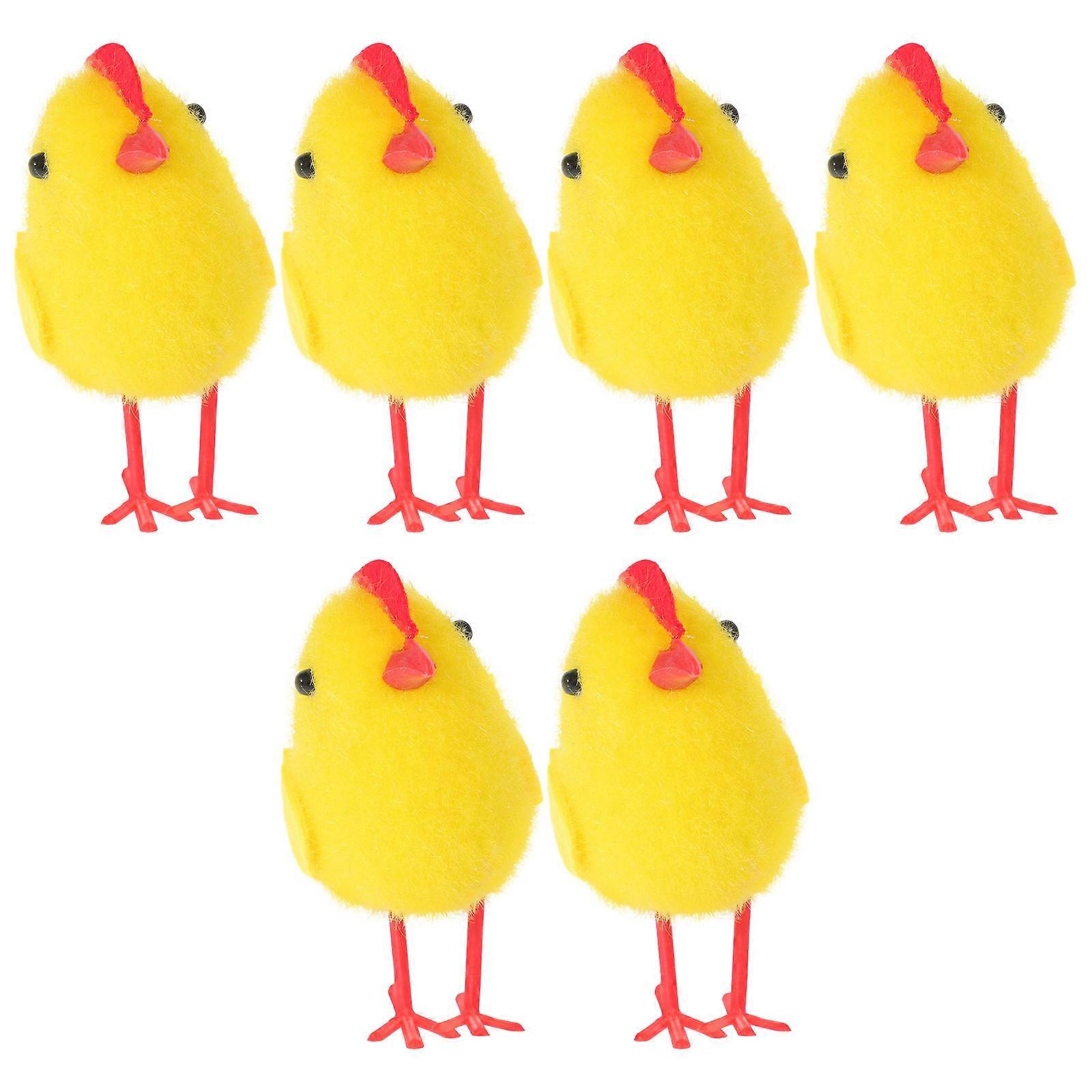 Adorable Plush Chick Decoration for Easter Parties and 6pcs Mini Yellow Fluffy Chicks