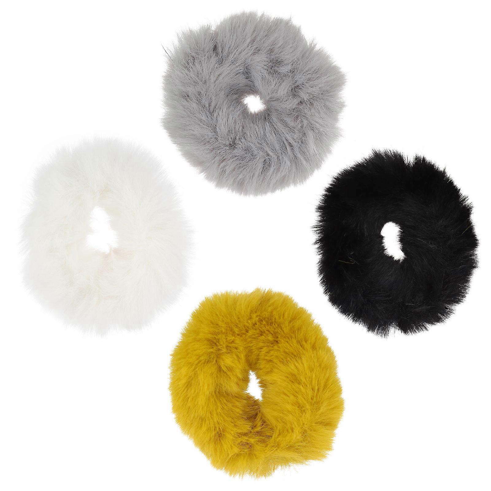 Elásticos de Cabelo Fuzzy 4Pcs Acessórios para o Cabelo Porta-penteados Falso Mulheres Várias Ocasiões Redondas