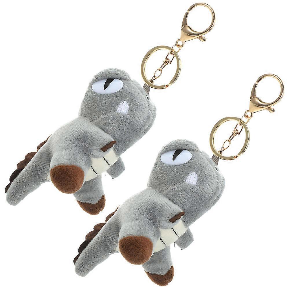 Trendy Dinosaur Shaped Key Chain 2Pcs Plush Key Ring Suitable For Children Ideal For Travel And Storage