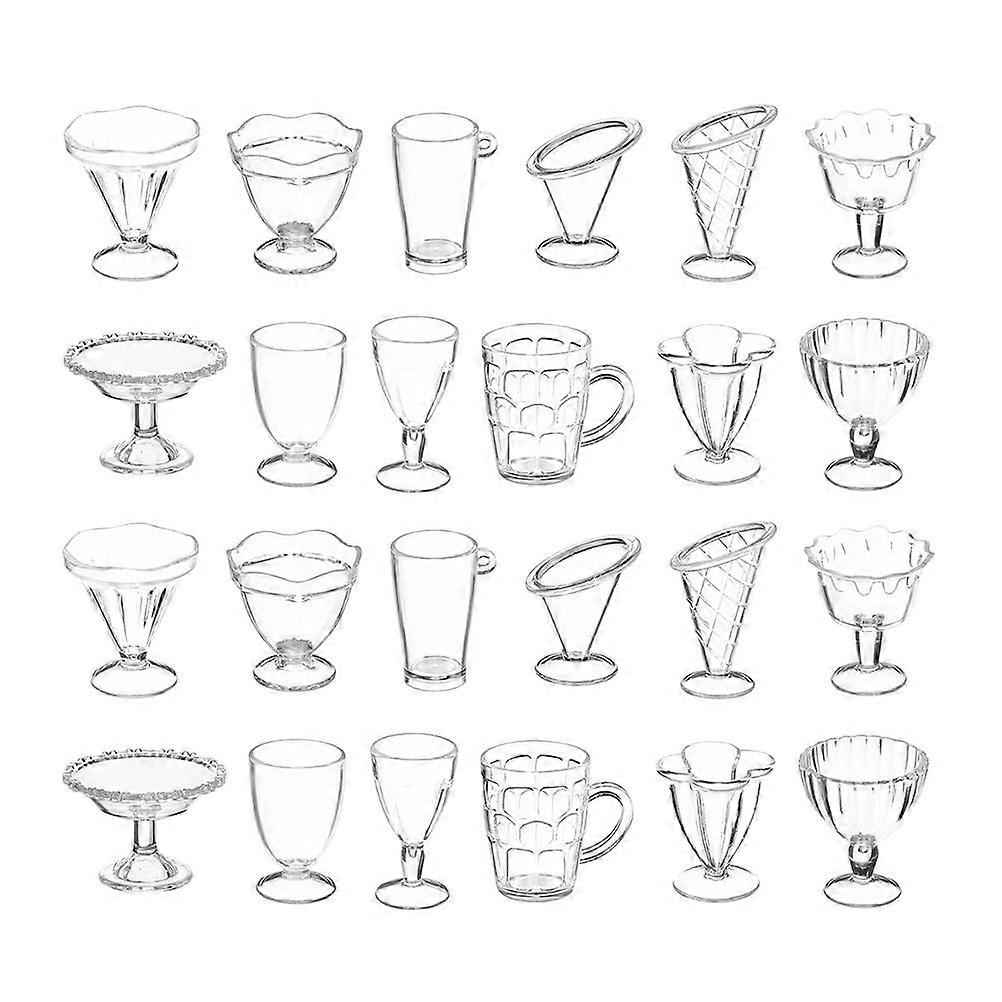 24pcs Miniature Cups Model Mini Mugs Multi-functional Mini Ice Cream Cup Miniatures for Dollhouse